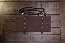 Load image into Gallery viewer, Waxed Canvas Chef Knife Roll - 15 Knife Slots, Card Holder and Zippered Pocket - Genuine Leather and Brass Buckles - Knives Not Included (Brown)