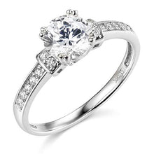 Load image into Gallery viewer, 14k REAL White Gold SOLID Wedding Engagement Ring - Size 9