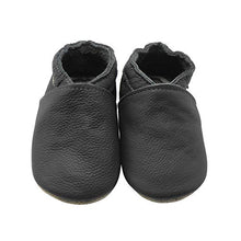 Load image into Gallery viewer, SAYOYO Baby Soft Sole Prewalkers Skid-Resistant Baby Toddler Shoes Cowhide Shoes (12-18 Months, Dark Grey)