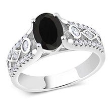 Load image into Gallery viewer, Gem Stone King Sterling Silver Black Onyx Women's Engagement Ring 1.81 cttw Gemstone Birthstone (Size 7)
