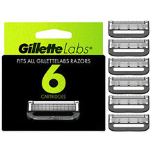 Load image into Gallery viewer, Gillette Mens Razor Blade Refills with Exfoliating Bar by GilletteLabs, Compatible Only with GilletteLabs Razors with Exfoliating Bar and Heated Razor, 6 Razor Blade Cartridges