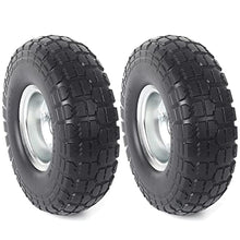Load image into Gallery viewer, (2-Pack) AR-PRO 10-Inch Solid Rubber Tires and Wheels - Replacement 4.10/3.50-4” Tires and Wheels with 5/8” Axle Bore Hole, and Double Sealed Bearings - Perfect for Gorilla Carts