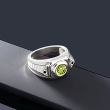 Load image into Gallery viewer, Gem Stone King 1.95 Ct Round Green Peridot Black Diamond 925 Sterling Silver Men's Ring (Size 8)