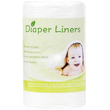 Load image into Gallery viewer, Leekalos Biodegradable Bamboo Diaper Liner Super Soft Disposable Unscent Diaper Liners,100 Sheets