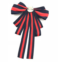 Load image into Gallery viewer, Fashion Red Ribbon Big Bowknot Brooch Pins 2018 For Woman Rhinestones Crystal Tie Collar Jewelry Accessories (Black)