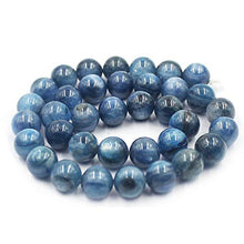 Load image into Gallery viewer, SR BGSJ Jewelry Making Craft Natural 10-11mm AA Grade Round Blue Kyanite Beads Gemstone Spacer Seed Beads Strand 15"