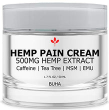 Load image into Gallery viewer, Hemp Cream for Pain Relief - 500MG Lotion for Arthritis & Inflammation - Relieves Muscle & Joint Tension - All Natural - Menthol Free - With Arnica, MSM, Caffeine, Tea Tree, EMU, Vitamin E / B6 (50ML)