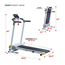 Load image into Gallery viewer, Sunny Health & Fitness SF-T7610 Electric Walking Folding Treadmill with LCD Display and Tablet Holder, 220 LB Max Weight, White
