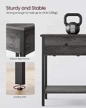 Load image into Gallery viewer, VASAGLE Nightstands Set of 2, Bedside Tables with Drawer, Side Tables, End Tables, for Bedroom, Office, Industrial, Stone Gray and Black ULET506B04