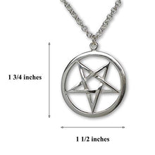 Load image into Gallery viewer, Real Metal Sterling Silver Inverted Pentacle Pentagram Pendant with 20 Inch Sterling Silver Necklace