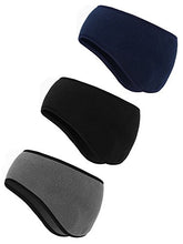 Load image into Gallery viewer, BBTO 3 Pieces Ear Warmer Headband Winter Headbands Fleece Headband for Women Men (Black, Gray, Navy)