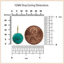 Load image into Gallery viewer, Turquoise Drop Earrings 14K Solid Gold - Beautiful 12mm Round Cut Natural Turquoise Gemstone December Birthstone Housed in Yellow Gold Dangle/Drop Earrings - Elegant Handmade Jewelry