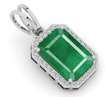 Load image into Gallery viewer, LMDPRAJAPATIS original 10X15MM Zambian Emerald Panna Jwelery Pendant for 925 Sterling Silver with Stemp Gifted Pendant