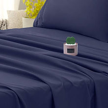 Load image into Gallery viewer, VERZEY Bed Sheet Microfiber 1200tc Soft Cozy Brushed Cooling Wrinkle, Tear, Fade-Resistant Deep Pocket(Navy Blue, Queen, 6 Pieces)