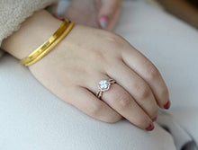 Load image into Gallery viewer, AllenCOCO Halo Engagement Rings 14k Gold Plated 1.25ct Simulated Diamond Wedding Rings (R6.5)