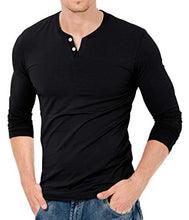 Load image into Gallery viewer, KUYIGO Men's Workwear Summer Short Sleeve Henley Shirts (Large, Wine Red)