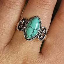 Load image into Gallery viewer, WANGYUSHENG Vintage Women's Silver Ring Marquise Cut Bohemia Turquoise Jewelry ,Chic Hand Made Jewelry Ring Wedding Ring Size 6-10 (US size 7)