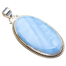 Load image into Gallery viewer, Natural Blue Lace Agate Handmade 925 Sterling Silver Pendant 2" D2869