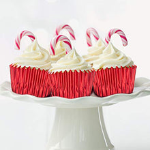 Load image into Gallery viewer, 400 Pieces Mini Cupcake Cup Liners, Foil Baking Cups, Foil Cupcake Liners for Baking Muffin and Cupcakes (Red)