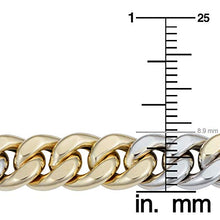 Load image into Gallery viewer, 14k Yellow And White Gold Miami Cuban Curb Hollow Link Mens Bracelet, 8.5"