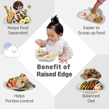Load image into Gallery viewer, Mother's Corn Suction Plate for Baby | Divided Food-Grade 100% Silicone Feeding Bowls and Dishes for Kids, Infants & Toddlers - BPA-FREE, Microwave, Dishwasher & Oven Safe | Cloud design | Grey