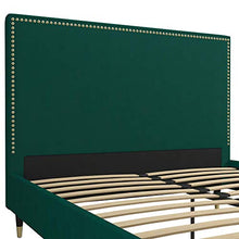 Load image into Gallery viewer, CosmoLiving by Cosmopolitan Audrey Upholstered, Emerald Green Velvet, Full Size Frame Bed