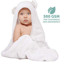 Load image into Gallery viewer, Miniboo Organic Bamboo Hooded Baby Towel – Ultra Soft and Super Absorbent Baby Bath Towels for Newborns, Infants and Toddlers – Suitable as Baby Gifts