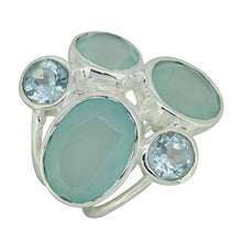 Load image into Gallery viewer, YoTreasure Aqua Chalcedony & Blue Topaz 925 Sterling Silver Chunky Ring
