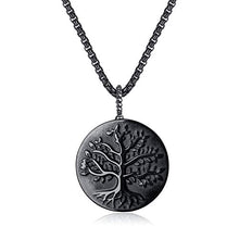 Load image into Gallery viewer, COAI Mens Womens Religious Jewelry Obsidian Stone Tree of Life Pendant Necklace