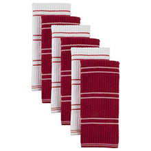 Load image into Gallery viewer, Ribbed Terry Kitchen Dish Towels (16x26" Set of 6 - Assorted Red & White) Absorbent & Durable for Wiping Down Countertops, Dusting, or Drying Dishes