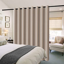 Load image into Gallery viewer, H.VERSAILTEX 100% Blackout Patio Curtains Thermal Insulated Curtains for Sliding Door Extra Wide Window Panels Full Light Blocking Grommet Curtains with Black Liner, W100 x L96 inch - Natural