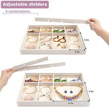 Load image into Gallery viewer, Mebbay Stackable White Jewelry Trays Organizer Set with Clear Lid Jewelry Storage Display Trays for Drawer, Earring Necklace Bracelet Ring Organizer, Set of 4