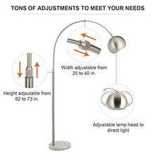 Load image into Gallery viewer, CO-Z Modern Arc Floor Lamp with 360° Rotatable Hanging Shade, Adjustable Nickel Standing Reading Light with Marble Base, Contemporary Arch Metal Pole Task Lamp for Living Room Couch Sofa, 73 Inch