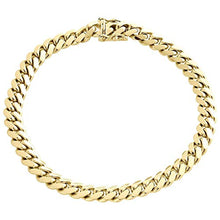Load image into Gallery viewer, The Diamond Deal Mens Hollow 14K Yellow Gold Shiny Miami Cuban Link Chain Mens Bracelet with Secure Box-Lock Clasp (8.5", or 9 inch)