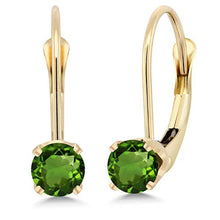 Load image into Gallery viewer, Gem Stone King 0.50 Ct Round Green Tourmaline 14K Yellow Gold Earrings