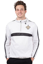 Load image into Gallery viewer, Ultra Game NFL New Orleans Saints Mens Quarter Zip Pullover Hoodie Packable Windbreaker Jacket, White, Small