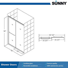 Load image into Gallery viewer, SUNNY SHOWER Semi-Frameless Shower Door Glass Sliding Design Bathroom Shower Enclosure 1/4" Clear Glass, Brushed Nickel Finish, 60" x 72" Glass Shower Door