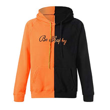 Load image into Gallery viewer, Litetao Men Pullover Hoodie Sweater Smile BE Happy Print Patchwork Hip Hop Costume (M, Orange)
