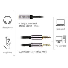 Load image into Gallery viewer, Headset Splitter Cable, DUKABEL Gold-Plated & Strong Braided Y Splitter Audio Cable Separate Microphone Headphone Port Gaming Headset Splitter PC Earphone Adapter VoIP Phone -TopSeries (12inch / 30cm)