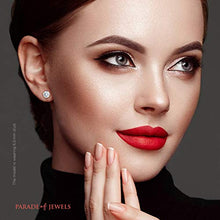 Load image into Gallery viewer, 14k Solid White Gold ROUND Stud Earrings with Genuine Swarovski Zirconia | 2.5 CT.TW. | With Gift Box