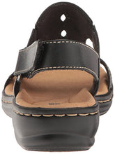 Load image into Gallery viewer, Clarks Women's Leisa Lakelyn Flat Sandal, Black Leather, 8 N US