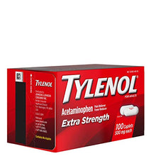 Load image into Gallery viewer, Tylenol Extra Strength Caplets with 500 mg Acetaminophen Pain Reliever Fever Reducer, 100 Count