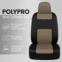 Load image into Gallery viewer, BDK PolyPro Car Seat Covers Full Set in Beige on Black – Front and Rear Split Bench Car Seat Cover, Easy to Install, Interior Covers for Auto Truck Van SUV