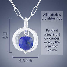 Load image into Gallery viewer, Simple Royal Blue Lapis Lazuli Real Gemstone 925 Sterling Silver Jewelry Gift Set for Women with Dainty Dangle Earrings and Pendant Necklace - 20"