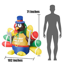 Load image into Gallery viewer, BLOWOUT FUN 6ft Inflatable Thanksgiving Turkey with Tableware LED Blow Up Lighted Decor Indoor Outdoor Holiday Art Decor Decorations