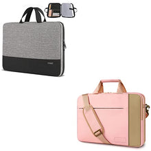 Load image into Gallery viewer, YTONET Laptop Case Laptop Bag 15-15.6 Inch Bundle, TSA Laptop Sleeve Grey & Expandable Laptop Briefcase Pink with Shoulder Strap, Portable Notebook Computer Carrying Bag Gift for Work School Travel