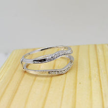 Load image into Gallery viewer, Dazzlingrock Collection 0.12 Carat (ctw) 10K Round White Diamond Ladies Enhancer Guard Wedding Band, White Gold, Size 7