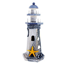 Load image into Gallery viewer, Chaomian Home Ornaments Starfish Wooden Lighthouse 10.6" High Nautical Themed Rooms Lighthouse