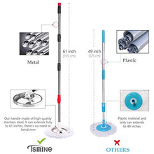 Load image into Gallery viewer, Spin Mop Bucket Floor Cleaning - Tsmine Mop and Bucket with Wringer Set Commercial Spinning Mopping Bucket Cleaning Supplies with 6 Replacement Refills,61" Extended Handle for Household Hardwood Floor
