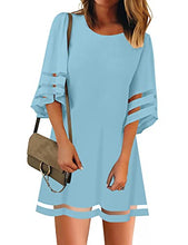 Load image into Gallery viewer, LookbookStore Women Dresses for 2022 Casual Summer Shift Dress Crewneck 3/4 Sleeve Dress Loose Tunic Dress Air Blue Light Blue Dress for Women Dresses for Special Occasions Bell Sleeve Dress Size S